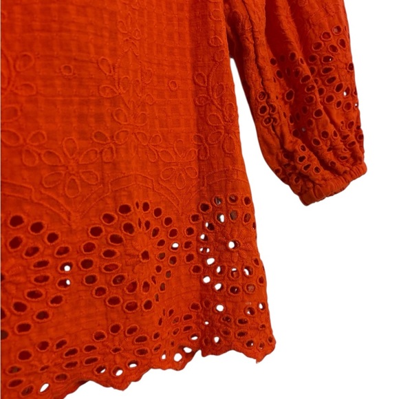 Soft Surroundings W’s Orange Top Eyelet Hem, 100% cotton size Petite Medium - Picture 5 of 8